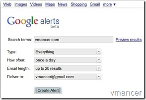 google alerts - input search terms