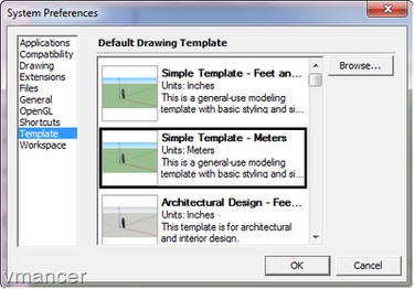 Google SketchUp Tutorial - system preferences - template