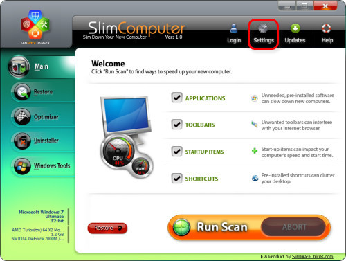 slimware utilities - slim computer - main