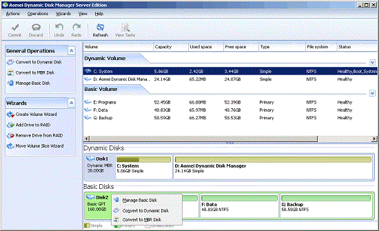 Aomei Dynamic Disk Manager Professional - convert to MBR disk