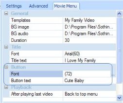 Sothink HD Movie Maker - blu ray - button text
