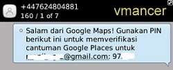 google maps - verification code