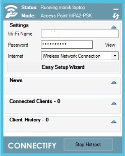 connectify - turn your laptop wifi into hot spot