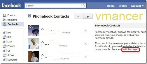 facebook contact sync
