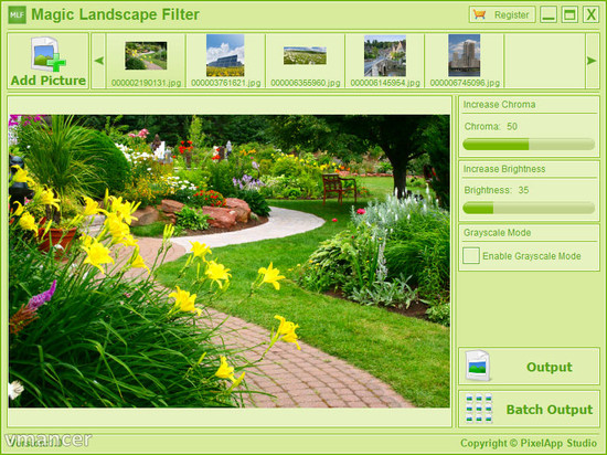 magic landscape filter - interface