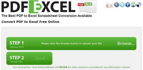 pdftoexcel.org - web free PDF converter service