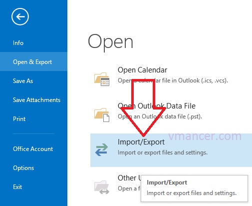 Microsoft Outlook 2013 - Import Export Wizard option