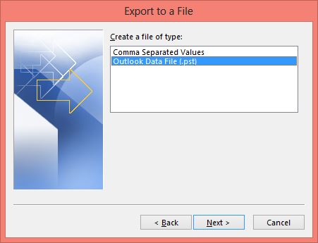 Microsoft Outlook 2013 - Import Export Wizard - PST Data Files Format