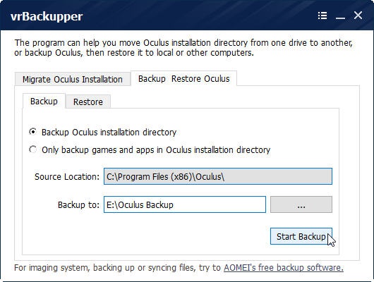 vrBackupper: The First Free Oculus Backup Software